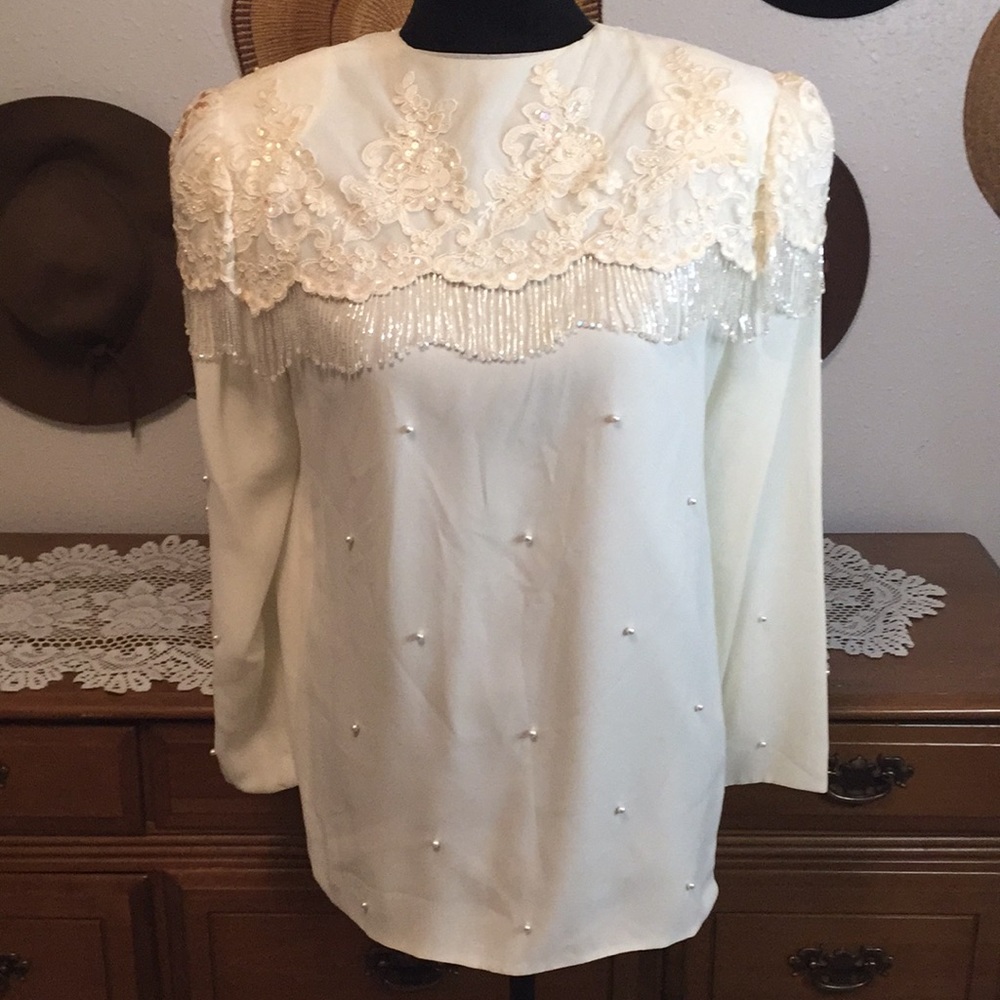 VTG 80’s NWT Lace/Beaded/Embroidered Blouse